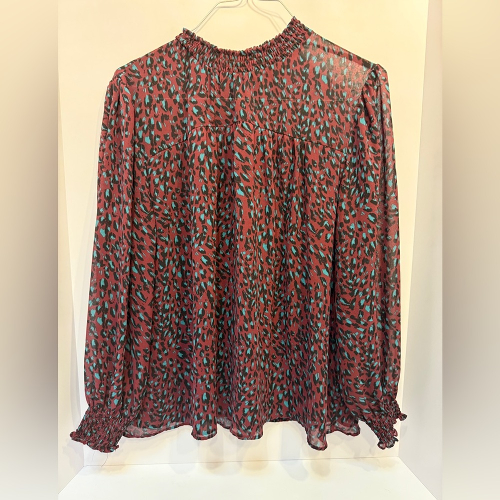 Zac & Rachel Black and Red Smocked Blouse